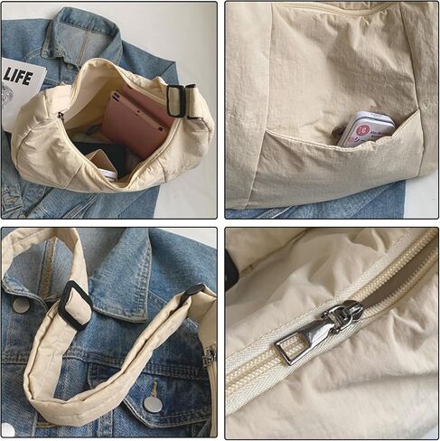 Large Nylon Crossbody Purse Women Hobo Crescent Shoulder Bag Slouchy Tote Bag Casual Weekend Handbag for Women in Saudi Arabia