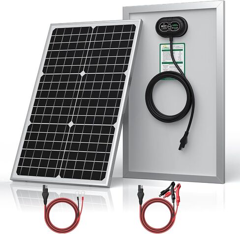 24V Waterproof Solar Battery Trickle Charger & Maintainer - 20 Watts Solar Panel Built-in Intelligent MPPT Solar Charge Controller + Improved 3 Stages of Charging Algorithm + SAE Connection Cable Kits in Saudi Arabia