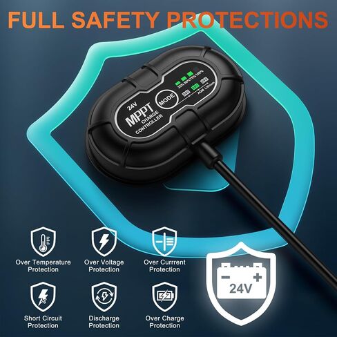 24V Waterproof Solar Battery Trickle Charger & Maintainer - 20 Watts Solar Panel Built-in Intelligent MPPT Solar Charge Controller + Improved 3 Stages of Charging Algorithm + SAE Connection Cable Kits in Saudi Arabia