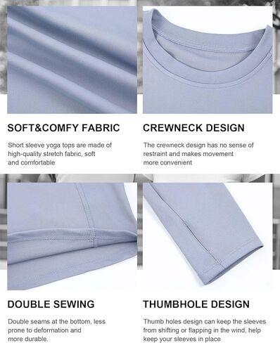 Jecery 4 Pcs Long Sleeve Crop Tops for Women Workout Basic Clothes for Ladies Fitted Slim Scoop Neck Cute Yoga Shirts in Saudi Arabia