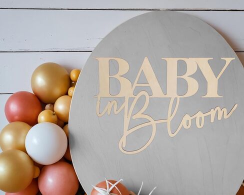 لافتات خشبية Baby in Bloom - لافتات خشبية كبيرة لحفلات استقبال المولود مقاس 22.4 × 16.5 بوصة، تظهر جنس الطفل خلفية ديكورات الحفلات ودعامات التصوير الفوتوغرافي in Kuwait