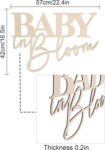 لافتات خشبية Baby in Bloom - لافتات خشبية كبيرة لحفلات استقبال المولود مقاس 22.4 × 16.5 بوصة، تظهر جنس الطفل خلفية ديكورات الحفلات ودعامات التصوير الفوتوغرافي in Kuwait