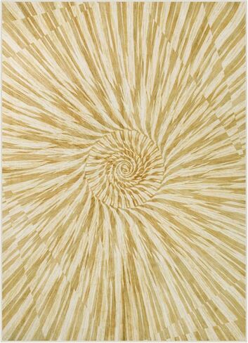 سجادة Wonnitar مجردة دوامة 9x12، سجاد منطقة قابل للغسل في الغسالة، سجادة غرفة معيشة كبيرة، سجادة منطقة هندسية حديثة غير قابلة للتساقط، سجاد جمالي لغرفة النوم وغرفة الطعام (أصفر/ذهبي، 9 × 12) in Kuwait