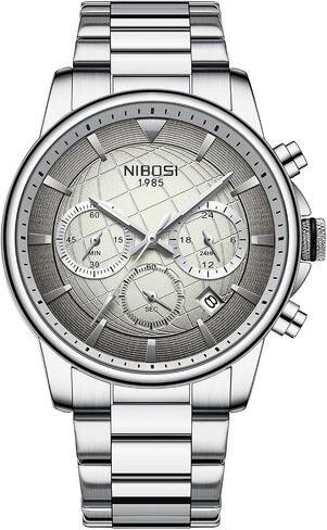 ساعات NIBOSI للرجال ساعة كرونوغراف عسكرية مع تقويم مقاوم للماء وحزام من الفولاذ المقاوم للصدأ ساعات معصم رجالية تناظرية أنيقة للعمل ومصمم ساعات كوارتز للرجال in Saudi Arabia