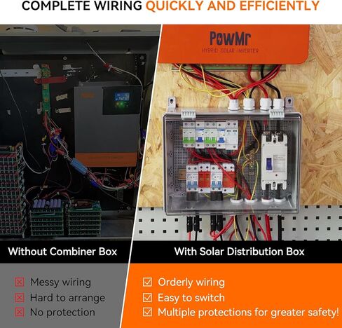PV Combiner Box 2 String Solar Distribution Box with 25A, 250A DC Circuit Breakers, 63A,125A AC Circuit Breakers, and Surge Protection. Solar PV Breaker Box Perfect for 8K-10KW Solar Inverter Systems in Kuwait