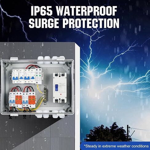 PV Combiner Box 2 String Solar Distribution Box with 25A, 250A DC Circuit Breakers, 63A,125A AC Circuit Breakers, and Surge Protection. Solar PV Breaker Box Perfect for 8K-10KW Solar Inverter Systems in Kuwait