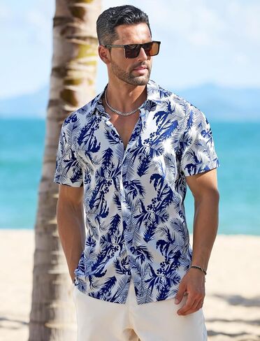 MAPICK Men's Linen Shirts Short Sleeve Button Down Casual Shirt Business Dress Clothing Beach Fashion Summer Tops in Saudi Arabia