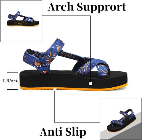 Sport Walking Water Sandals for Women with Arch Support & Adjustable Straps Platform Sandals Women Height Increase in Saudi Arabia