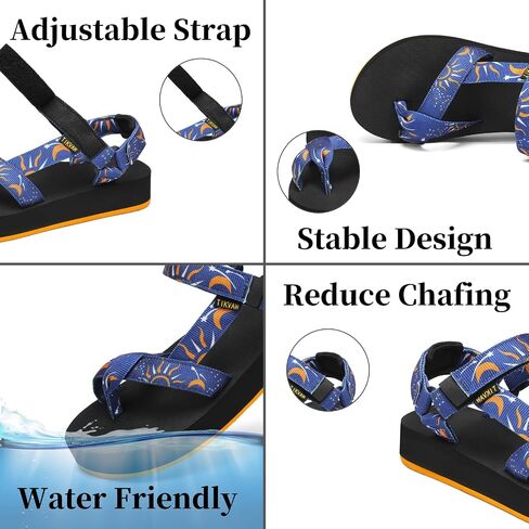 Sport Walking Water Sandals for Women with Arch Support & Adjustable Straps Platform Sandals Women Height Increase in Saudi Arabia