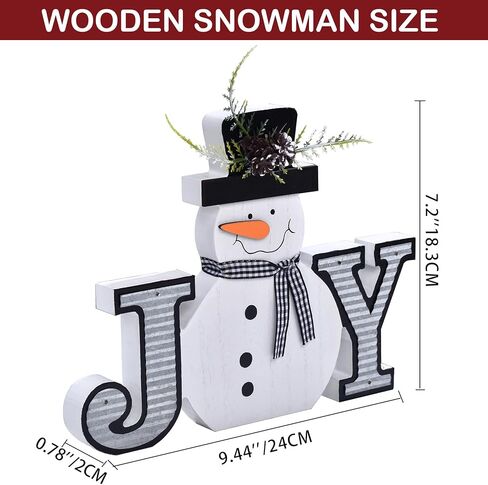 علامة كتلة عيد الميلاد الخشبية، ديكور رجل الثلج، ديكورات شتوية ممتازة للمنزل، ديكورات رجل ثلج داخلي، علامة فرح عيد الميلاد للرف، قطعة مركزية للطاولة، ديكور للعطلات (أبيض) in Kuwait