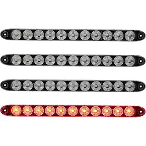 4 PCS 15" Red LED Trailer Tail Light Bar Red Clear Lens Stop Turn Tail Lights Park Third 3rd Brake Light Truck Trailer RV Marker Identification Light Bar IP67 Waterproof