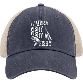 Fishing Here Fishy Fishy Fishy Baseball Cap Woman Hat Purplish Blue04 Golf Hat Gifts for Girlfriends Hiking Hats