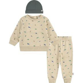 HUGGIES Unisex Baby Crewneck Sweatshirt, Jogger Pants, and Beanie 3-piece Outfit Set