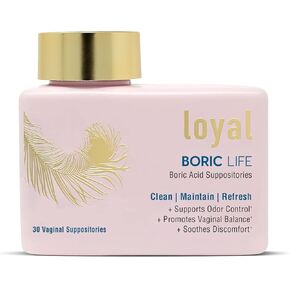 Loyal Boric Life - Boric Acid Vaginal Suppositories - 600mg - Supports Odor Control - Promotes Vaginal Balance - Soothes Discomfort - Made in USA - 30 Count