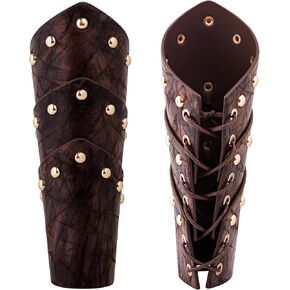 HAQUIL Medieval Faux Leather Wrist Guard, Viking Bracers, Adjustable Wrist Bracers for Costume and LARPs (1 piece)