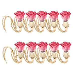 10pcs Rosebud Shape Car Air Freshener Perfume Bottle Car Hanging Diffuser Bottle Pendant Empty Bottle