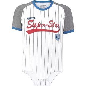 Mens Cotton Onesie Striped Letter Baseball Print Short Sleeve Romper Pajama