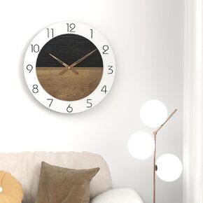 Modern Wall Clock for Living Room 31x11'' Large Kitchen Clocks, Wooden Dial Analog Digital Decorative Wall Clock Battery Operated for Fireplace Mantel, Entryway, Bedroom, Home Office Clocks