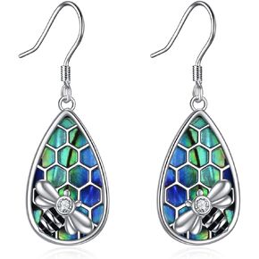 Bee Earrings Sterling Silver Honeybee Dangle Drop Earrings Fashion Jewelry Gifts for Women