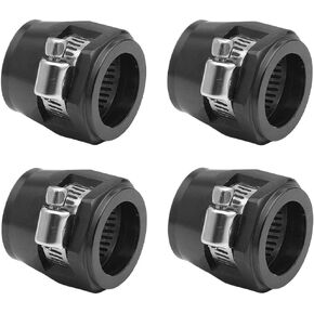 4PCS Car Hose Finisher Clamp, Aluminum Alloy Fuel Line Hose Clamp, Flexible Hose Pipe Clamp, Hose End Connector with Screw Band for Air and Water Hose Tube/Gas/Diesel/Oil/Fuel (Black, 10AN)