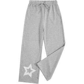 SOLY HUX Women's Graphic Sweatpants Drawstring Elastic Waist Wide Leg Star Print Long Pants