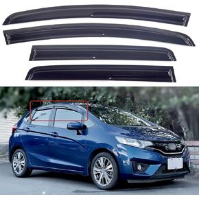 Window Visors Compatible with 2015-2020 Honda Fit Jazz GK5，Rain Guards Sun Shields Window Deflector，Tape-On Mugen Style，4PCS
