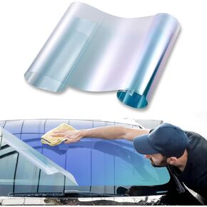 XhuangTech Blue Chameleon Window Tint Windshield for Car, VLT70% Ceramic Front Windshield Tint 40Inch X 10Ft Automotive Window Tint Film, Heat&UV Blocking Sun Protection Anti-Glare Reflective Film