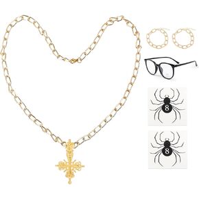 C-ZOFEK Shizuku Cosplay Cross Necklace Set with Glasses and Stickers for Anime Props Halloween Costume Accessories (Color1)
