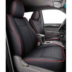 LUCKYMAN CLUB 2005-2015 Tacoma Custom Fit Seat Covers for Crew Cab with Faux Leather (2005-2015 Black) in Kuwait