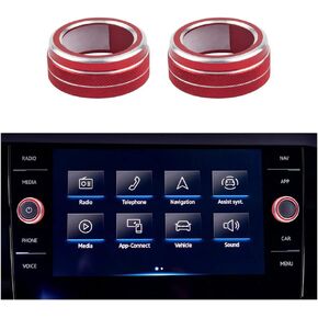 LECART for VW Volkswagen Accessories Jetta Passat Golf Beetle Polo Volume VOL Tune Knob Covers Red Car Interior Decoration Trims Metal Decal Stickers