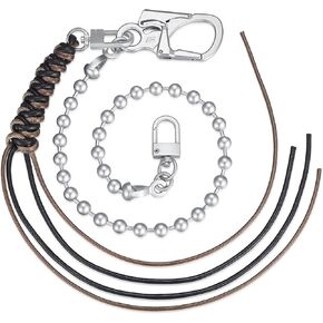 Ahiller Biker Key Wallet Chain - 25" Stainless Steel Ball Bead Pant Belt Pocket Punk Chains with Long Tassel Pendant Decoration for Men Women (LSZL-Silver-BK-1P)