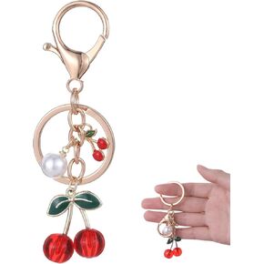 Thinp Glitter Cherry Bag Charm with Key Ring and Clip Cherry Bag Charms Purse Charms Handbags Sparkling Red Metal Accessory for Women Girls Birthday Christmas Gifts Stocking Stuffers