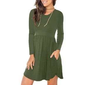 HiMONE Womens Long Sleeve Dresses Casual T Shirt Swing Dress with Pockets in Kuwait