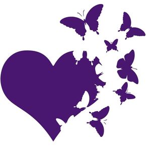 KamiDesigns Heart and Butterfly Sticker with Butterflies Flying Away Vinyl Decal Sticker Car Window Bumper Die Cut 6-Inches Premium Quality UV Resistant