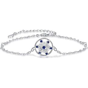 Snowflake Bracelets S925 Sterling Silver with Cubic Zirconia Anniversary Mother Day Chrismas Jewelry Gifts for Women Girls