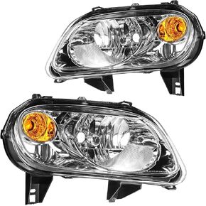 Headlight Assembly Chrome Housing Amber Reflector Replacement For Replacement for 2006-2011 Chevy HHR, Pack of 2 Driver and Passenger Side