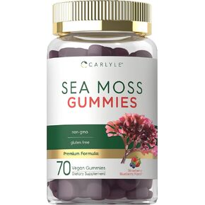Carlyle Sea Moss Gummies | 70 Count | Strawberry Blueberry Flavor | Vegan, Non-GMO, Gluten Free Supplement