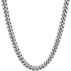 Sturdy Cuban Link Chain Stainless Steel Necklace for Men Women, 6/8/10/12MM Width, 18K Gold/Black Metal/316L Stainless Steel Curb Necklace Chains, Hip Hop Jewelry Mens Gift, 18-30inch Length