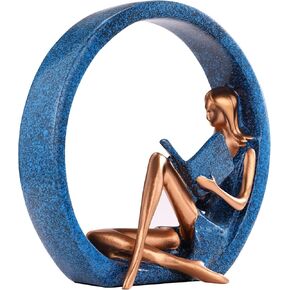 Resin Figurines Yoga Girl Statue Art Sculpture Ornament for Bookshelf Display Ornaments for Readers Teachers Decor for Living Room Bedroom Office Desktop Cabinets and Home
