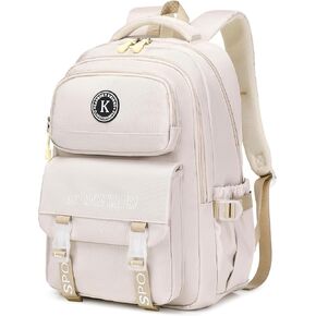 Caoroky knight laptop backpack 15.6 inch for women men large college bookbag school bag for kids teens girls boys students elementary back pack anti theft travel daypack work business rucksack-Beige
