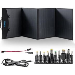 Portable Solar Panel 120W Power- with Foldable Kickstand,Monocrystalline Solar Charger for Camping/RV/Hiking - 1xUSB,1xQC 3.0 Fast Charging USB,1xDC,1xPD60W Type-C