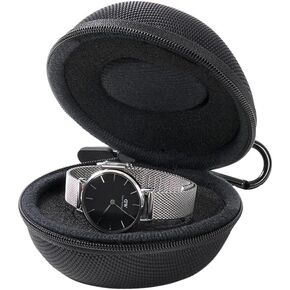 Travel Watch Case Single Watch Storage Box Portable Watch Organizer Box for all Wristwatches & Smart Watches up to 50mm (Black)