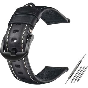 Genuine Leather Watch Band Rubbing Leather Watch Straps Handmade Top Grain Leather Watch bands for Men Women Black Buckle Compatible with Panerai Watch Band Sizes(18-26mm)