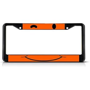 Sign Destination Metal Insert License Plate Frame Winky Face Orange Weatherproof Car Accessories Black 2 Holes Solid Insert 1 Frame