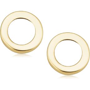 KoolJewelry Minimalist 14k Yellow Gold Circle O Stud Conch Cartilage Earrings