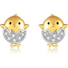 Chicken Earrings S925 Sterling Silver Chicken Turkey Stud Earrings Cute Chicken Jewelry for Women for Chicken Lovers