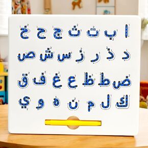 Arabic Magnetic Alphabet Letters Practicing Board for Tracing Arabic Letters, 2 in 1 Reading & Writing Practice, for Toddlers Preschool Educational Games, With Stylus Magnetic Pen (Multicolor)