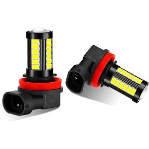 2 PCS 9006 Car Led Fog Light Bulbs, 6500K Super Bright White Anti-fog Light Bulb, 1500 Lumen 5630 33-SMD Plug and Play DRL, Universal for Cars, Trucks, SUVs, Vans (White)