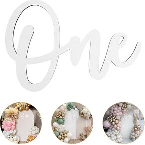 One Sign for First Birthday Decorations Wooden White One Photo Prop for Photoshoot