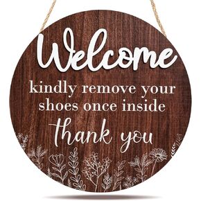 Welcome Please Remove Your Shoes Sign Shoes Off Sign for Home No Shoes Sign for House, Remove Shoes Sign for Home (10 * 10)